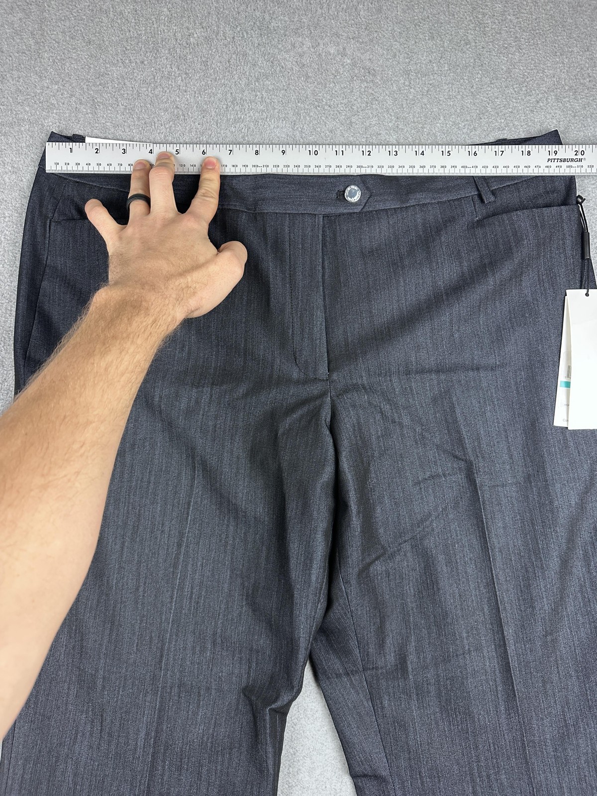 Calvin Klein Dress Pants Women 16 Gray Modern Wide Leg Taper Stretch Work Career thumbnail 5