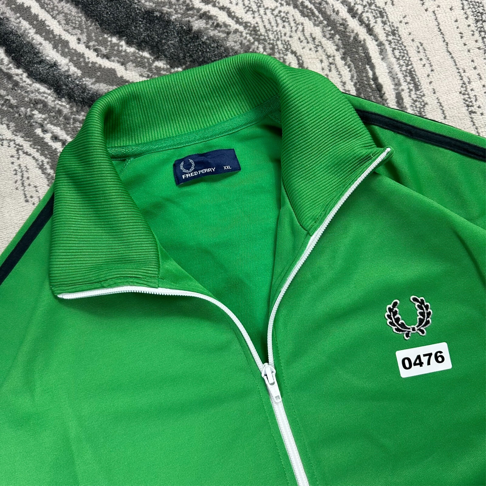 Vintage Fred Perry 2000's Y2K Green Size XXL Funnel Neck Taped Top Track Jacket image 3