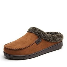Men's Microfiber Suede Clog with Whipstitch Slipper Large Chestnut