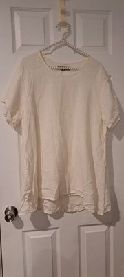 FLAX Tunic Top Womens 100% Linen Short Sleeve Scoop Neck Size M