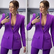 Purple Women Suits 2 Pieces Ladies Office Work Wear Outfits For Wedding Guests