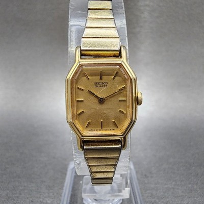 Seiko Watch Women 16mm Champagne Dial Gold Tone Octagon 2c20-5760