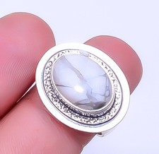 Natural White Howlite - United States Gemstone 925 Sterling Silver Ring s.8 Su52