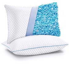 Cooling Bed Pillows King Size Set of 2 - Shredded Memory Foam Luxury Cooling Gel