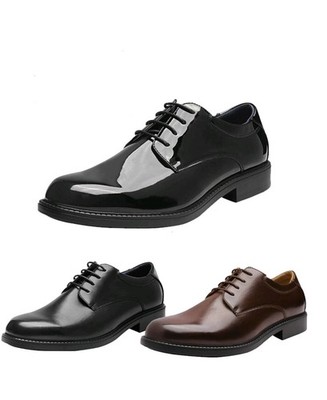 Men's Bruno Marc Black Dress Shoes Classic Oxford Derby Patent Leather Reg Sz 7
