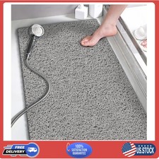 Non Slip Shower Mat PVC Loofah Bathroom Mat Quick Drying Grey 15.7 x 36 Inch