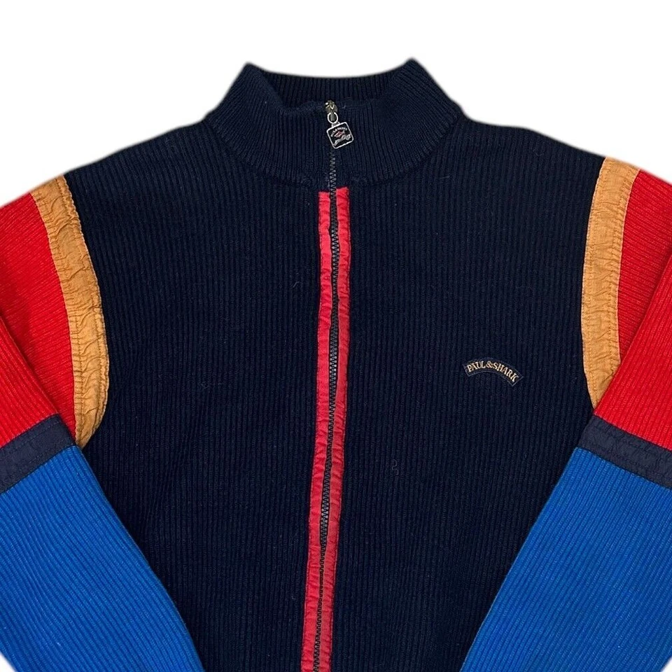 Paul & Shark Knit Cardigan Full Zip Wool Blend Italy Navy Sweater Mens Small - Image 3 of 4