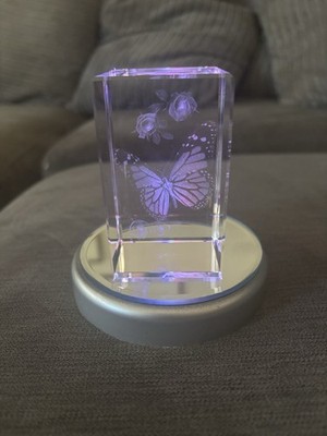 Kristallbilder Laser Creations Schmetterling und Blumen mit Farbwechselbasis