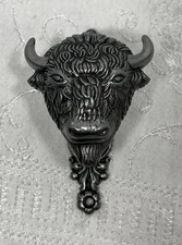 2 Buffalo Bison Wall Hook Keys Coats Single Hook Drawer Pull Pewter Ranch Spain
