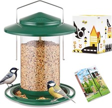 iBorn Metal Bird Feeder for Outside Hanging,Wild with tray, Green,2.2lb 