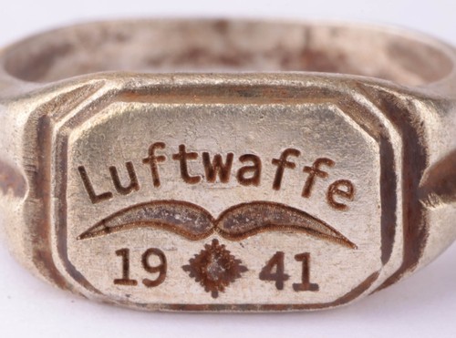 Luftwaffe 1941 Fuerza Aérea 835 Plata Segunda Guerra Mundial Anillo Alemán Segunda Guerra Mundial Alemania Ejército Wehrmacht - Imagen 4 de 16
