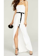 B DARLIN Womens Sheath Full-Length Dress White Belted Evening Juniors 34
