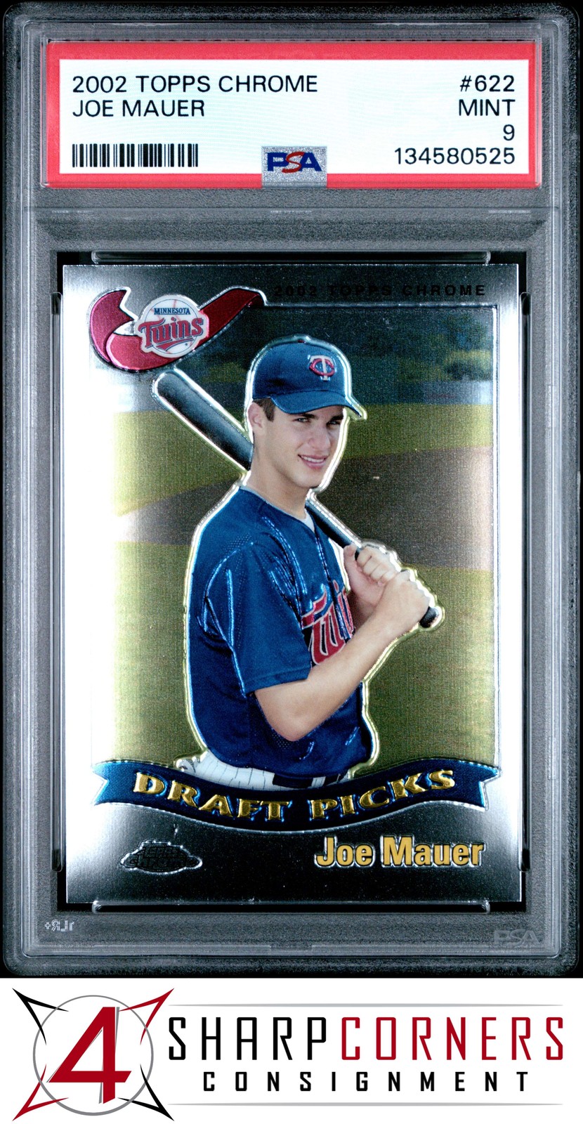 2002 TOPPS CHROME #622 JOE MAUER RC TWINS HOF PSA 9