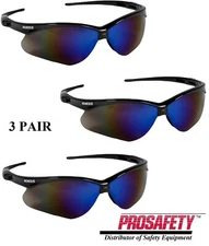 Jackson NEMESIS KleenGuard Safety Glasses 14481 Blue Mirror Sunglasses 3 PR