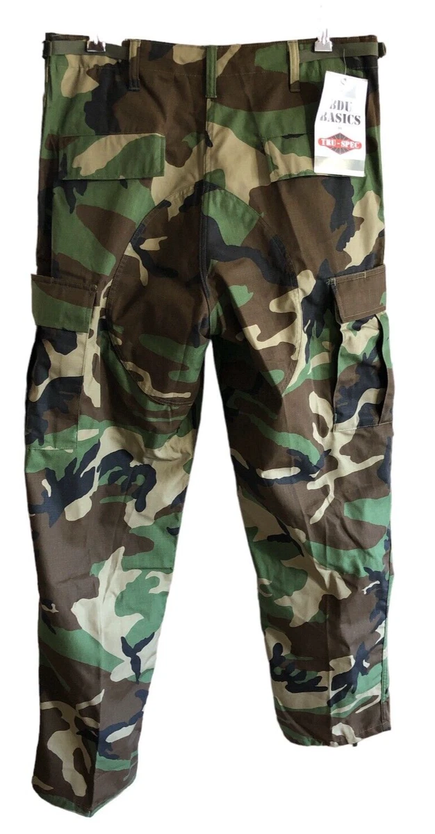 Tru Spec Mens Camo Cargo Hunting Pants Adjustable Waist 32.5-35.5&