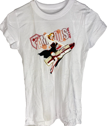Camicia bianca donna VINTAGE FAMOSE STELLE E CINTURINI taglia M Vanity nuova con etichette Y2K