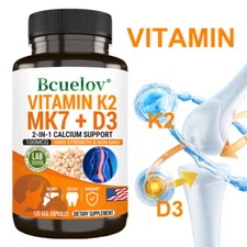 Vitamin K2 (MK7) with D3 5000 IU Supplement, 30 to 120 Veggie Capsules