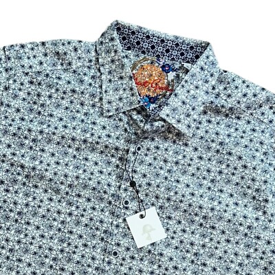 NEW Robert Graham Short Sleeve Shirt Mens Sz XL Blue Floral