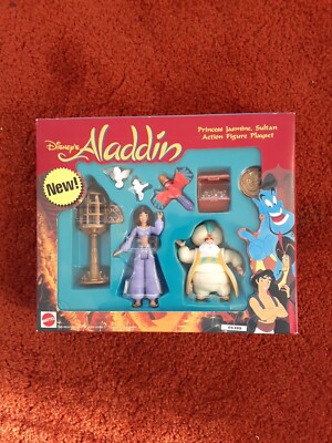 1994 Disney s Aladdin Play Set Princess Jasmine purple Sultan Action Figure NRFP