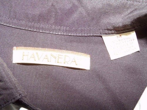 The Havanera Co Cuban Shirt Mens Medium Black Striped Short Sleeve Button Down - Picture 4 of 4
