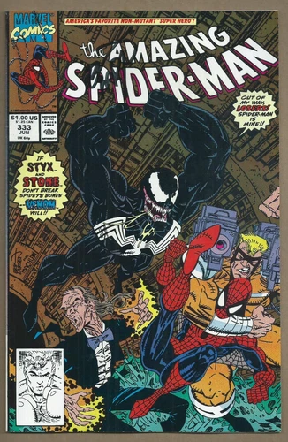 🕸AMAZING SPIDER-MAN #333*MARVEL COMICS 1990*SIGNED BY ERIK LARSEN*DIRECT*VF-