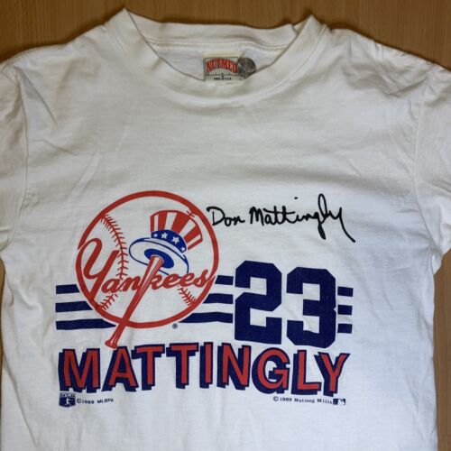 Nike Don Mattingly T-Shirt Size M White Regular Fit Baseball Yankees Cotton  Mens
