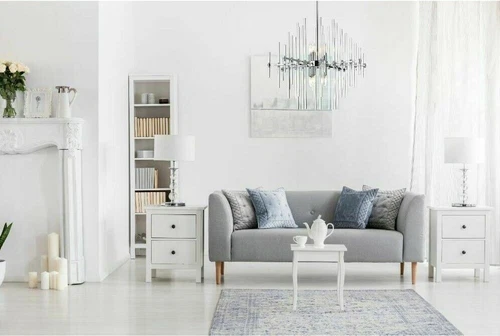 Chrome Sputnik Foyer Kitchen Island or Dining Room Chandelier 8 Light Fixture - Picture 2 of 9