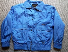 Descente Lightweight Blue Jacket Women's Size Large Full Zip with Snaps EUC