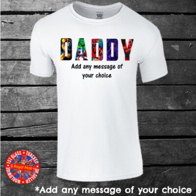 Marvel Collage personalisiert Papa T-Shirt Vatertag Geschenk * GRÖSSEN BIS 5XL