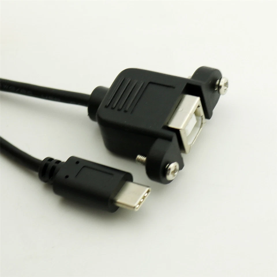 USB 2.0 B Female Socket Printer Panel Mount To USB Type C 3.1 Male Cable 50cm - Image 3 of 4