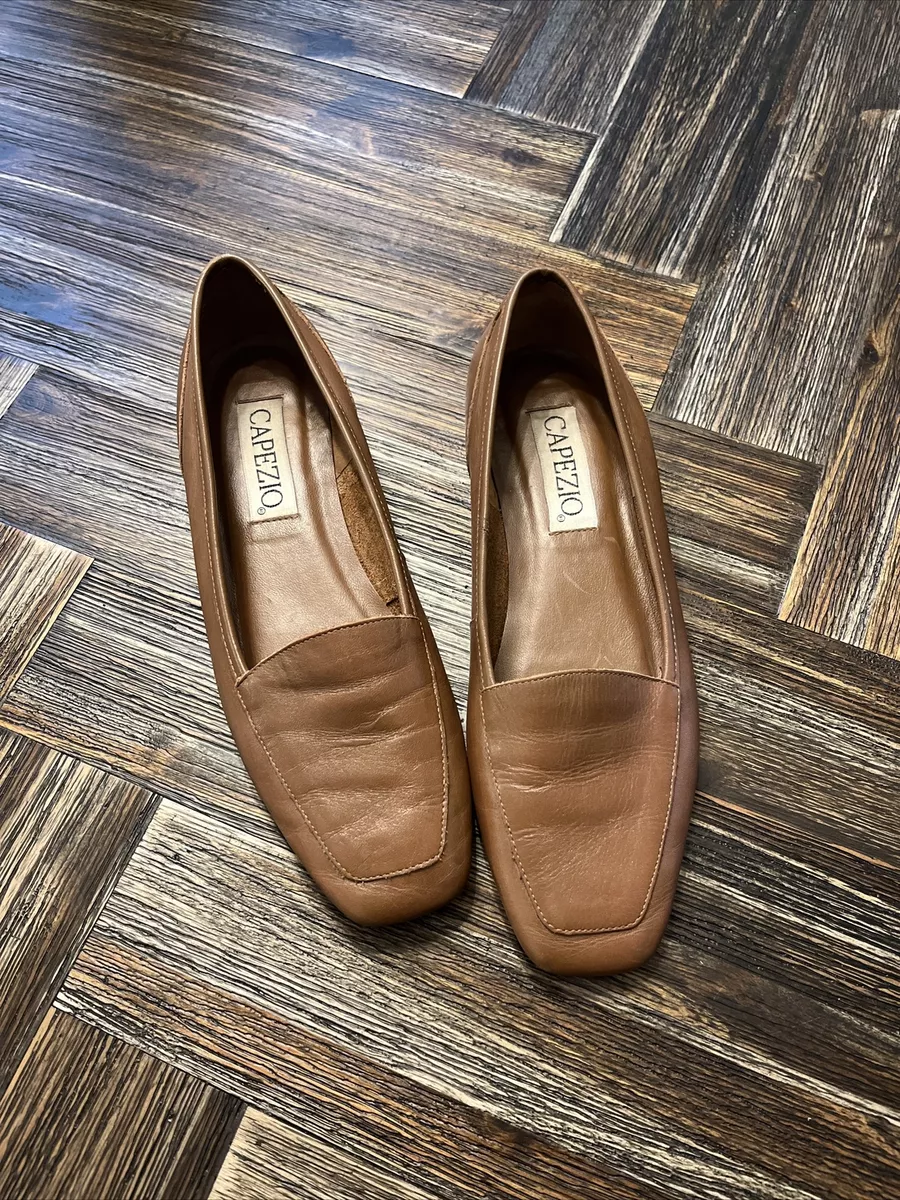 Womens Capezio Jenny Loafers Cognac Brown Leather Upper Flats Size 9 EUC