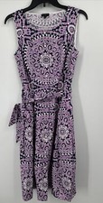 Talbots Poplin Medallion Print Dress Size 2 In Purple Sleeveless NWOT