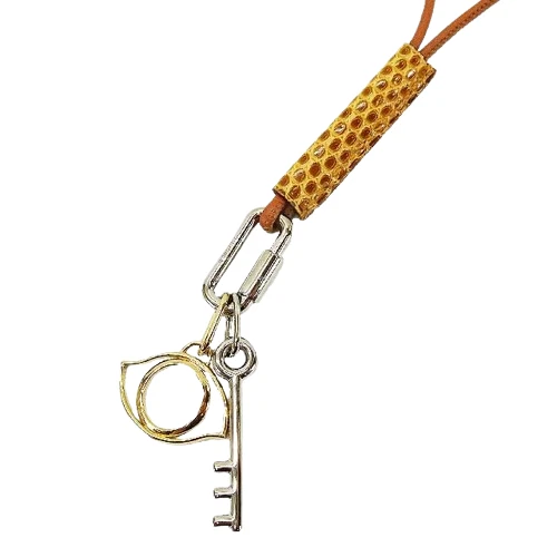 HERMÈS HERMES Curiosite Collana Lunga Oro Sesami Veau Collana Lucertola Veloce ECCELLENTE
