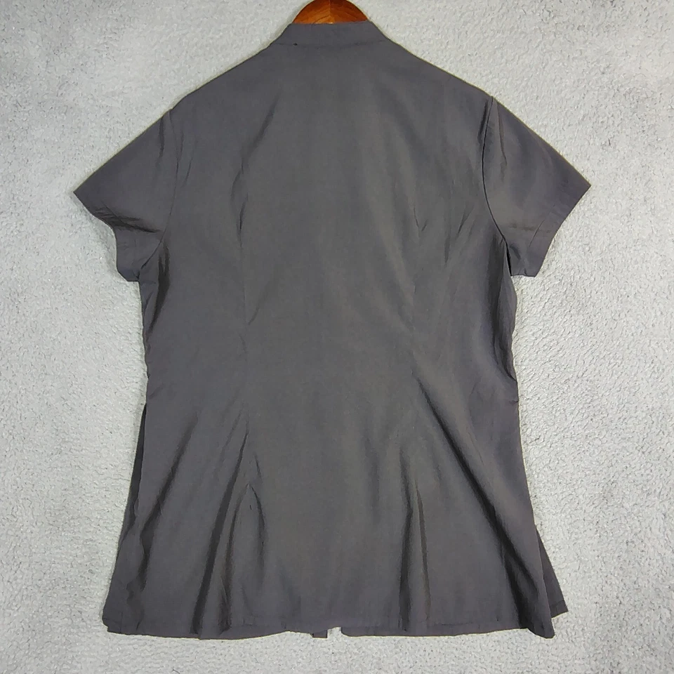 Noel Asmar Spa Tunic Women's Large Grey Stretch Pintuck Full Zip Salon Uniform - Image 2 of 4