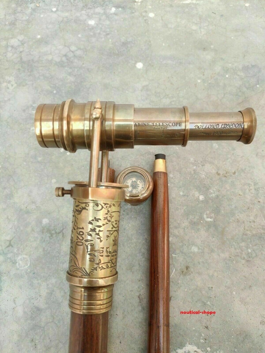Walking Stick Cane Wooden DOLLOND LONDON Hidden Brass