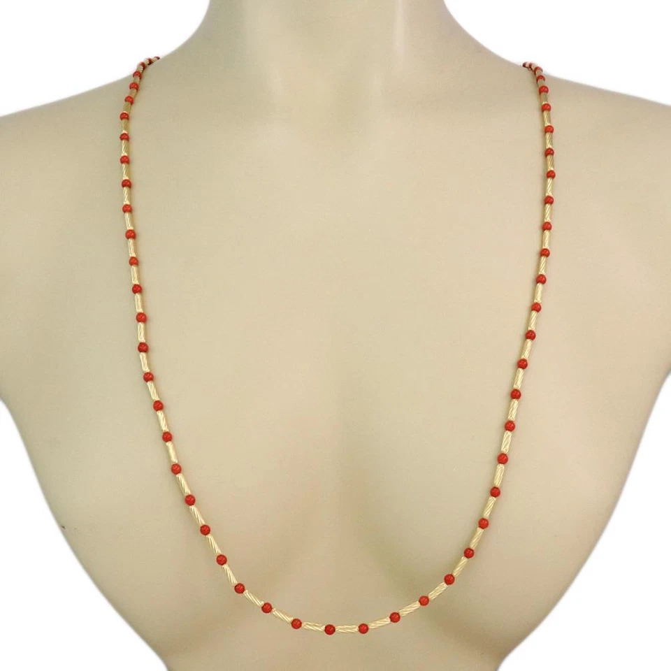 Collar David Yurman Cora Cuentas Oro Amarillo 18k Cable Tubo Eslabón 36.5" Largo Foto 4 de 4