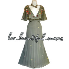 ASOS EMBROIDERED FLORAL PLEATED WEDDING OCCASION PARTY DRESS SIZE 20