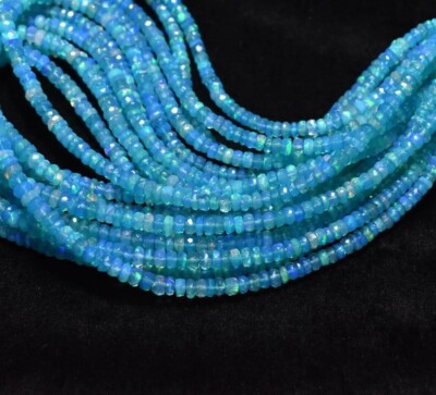 Natürlicher äthiopischer Paraiba Opal facettierte Rondelle Perlen 4-5 mm Edel...