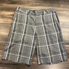O Neill Shorts Mens 34 Board Swim Trunks Black Brown Plaid