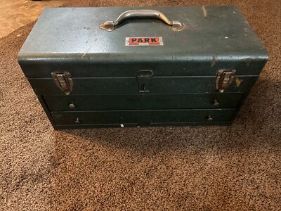 Vintage Park Model P22 Metal Green Tool Box Chest 2-Drawers