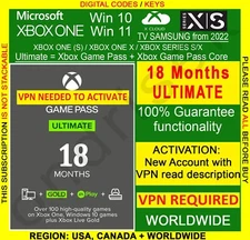 Xbox Game Pass Ultimate 18 Month + Game Pass Core  | USA + GLOBAL with VPN