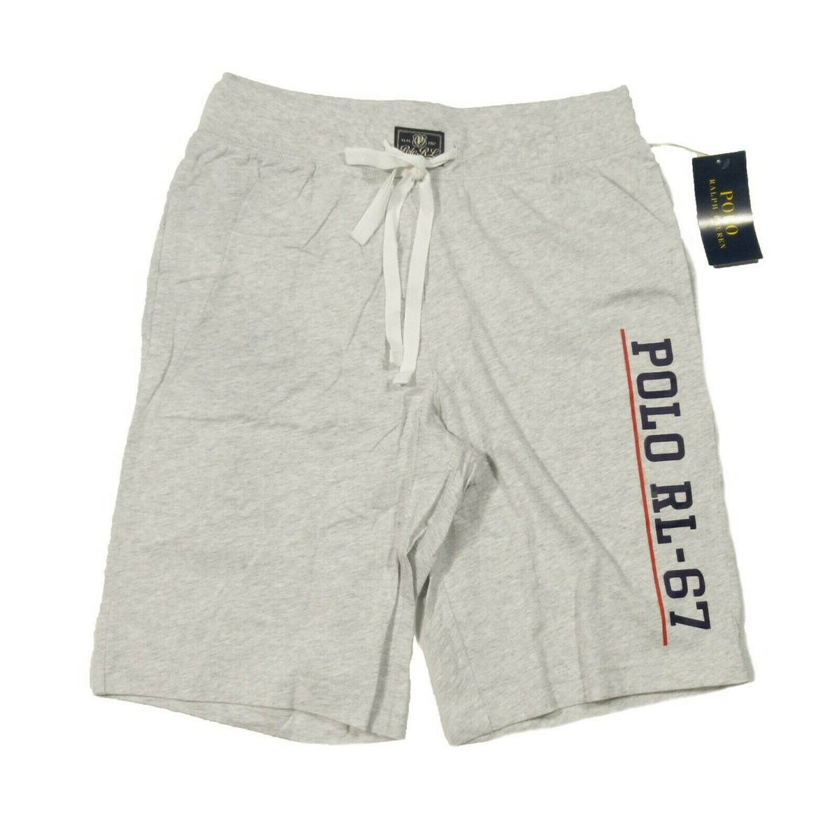 Polo Ralph Lauren Men's Grey Heather Polo RL-67 Logo Print Cotton