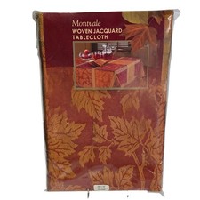 Oblong Fall Autumn Tablecloth Leaves Woven Jacquard Fabric 52 x 70 Decor New