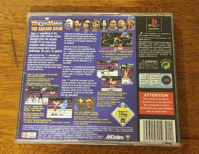 WWF Wrestlemania the arcade game - Jeu PS1 - Sans Notice - Etat correct - FR, photo 3 sur 4
