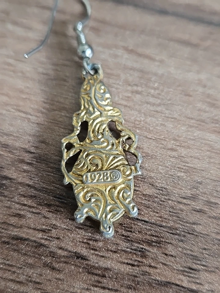 Brincos pendurados com decalque floral de cristal roxo escuro tom rosa joias 1928 - Imagem 4 de 4