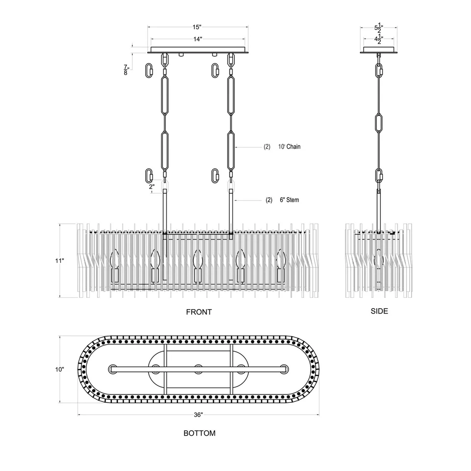 Colgante Lineal Varaluz 393N05 Park Row 5 Luces 36"W - Negro Mate/Dorado Francés Foto 3 de 4