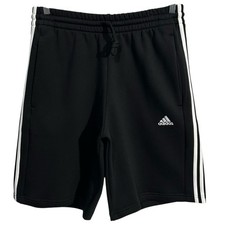 Adidas Essentials 3-Stripes Mens Fleece Shorts Size LT2 34x11" Black White