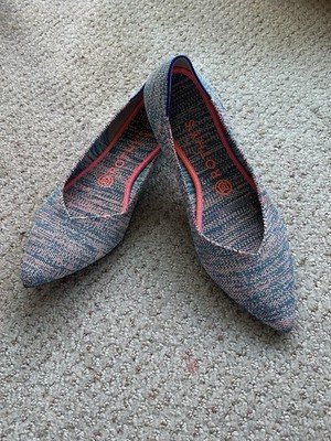 Rothy s The Point Turquoise Melange Flat Ballet Limited Edition Retired Size 8