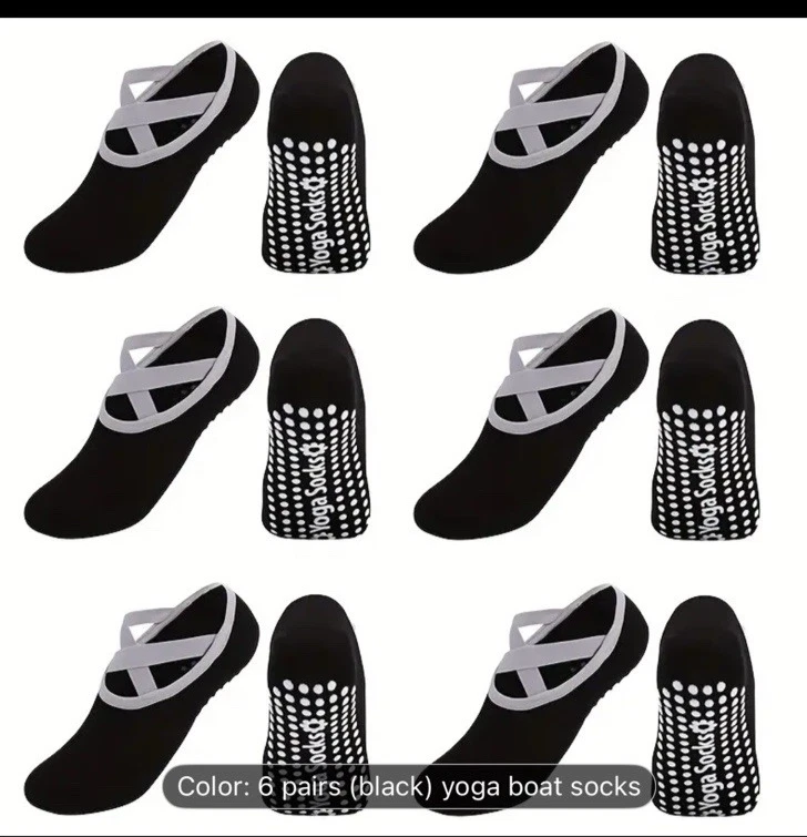 6 pares de calcetines negros antideslizantes con suela de silicona para mujer Foto 2 de 3