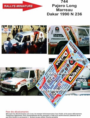 DECALS 1/24 REF 0744 Pajero Long Marreau N 236 Paris D 1990
